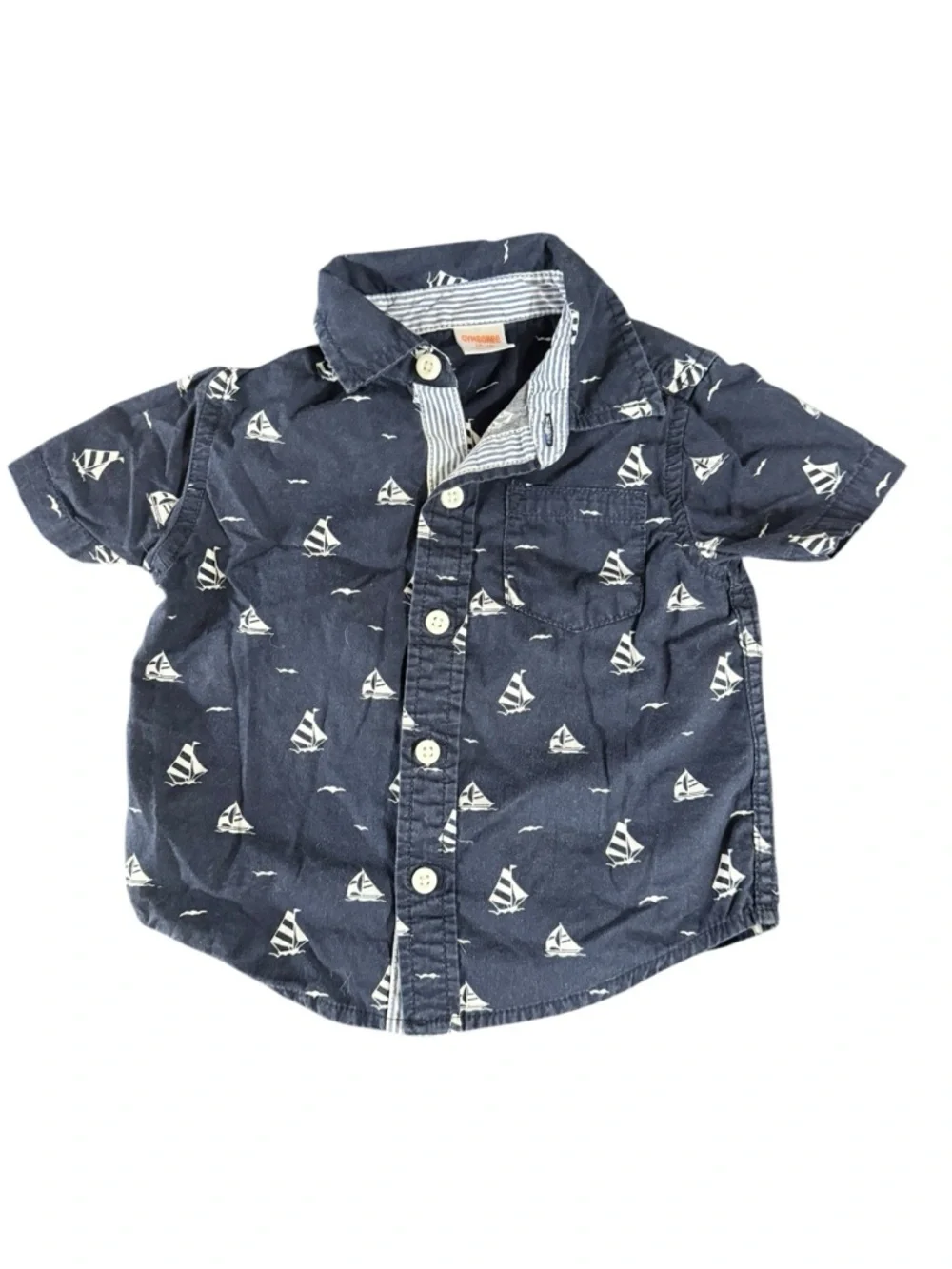 Gymboree Navy and White Sailboat Button-Down Shirt